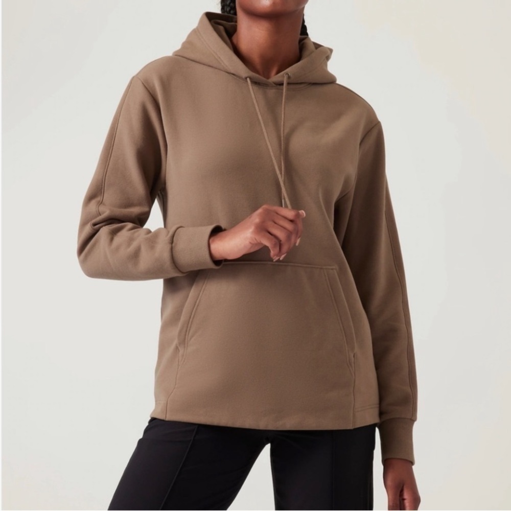 Athleta Retroplush Hoodie Sweatshirt Tan Beige Size Small